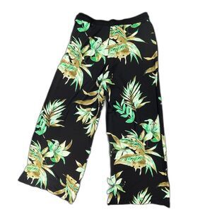 LRL Ralph Lauren Palazzo Pants M Tropical Floral Wide Leg Resort Beach Cruise